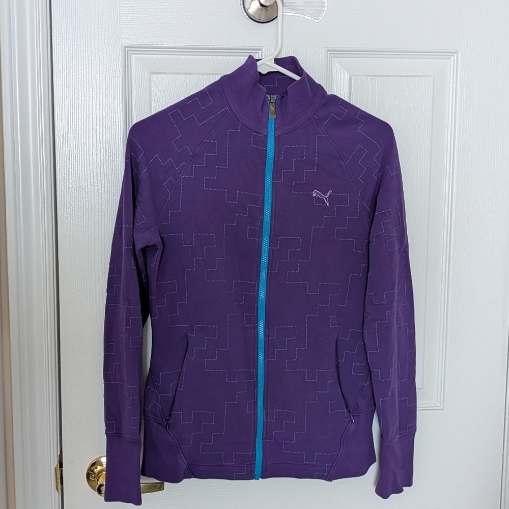 Puma Purple Zip-Up Jacket with Blue Accent